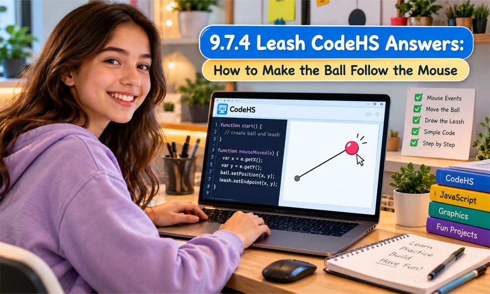 9.7.4 Leash CodeHS Answers: How to Make the Ball Follow the Mouse